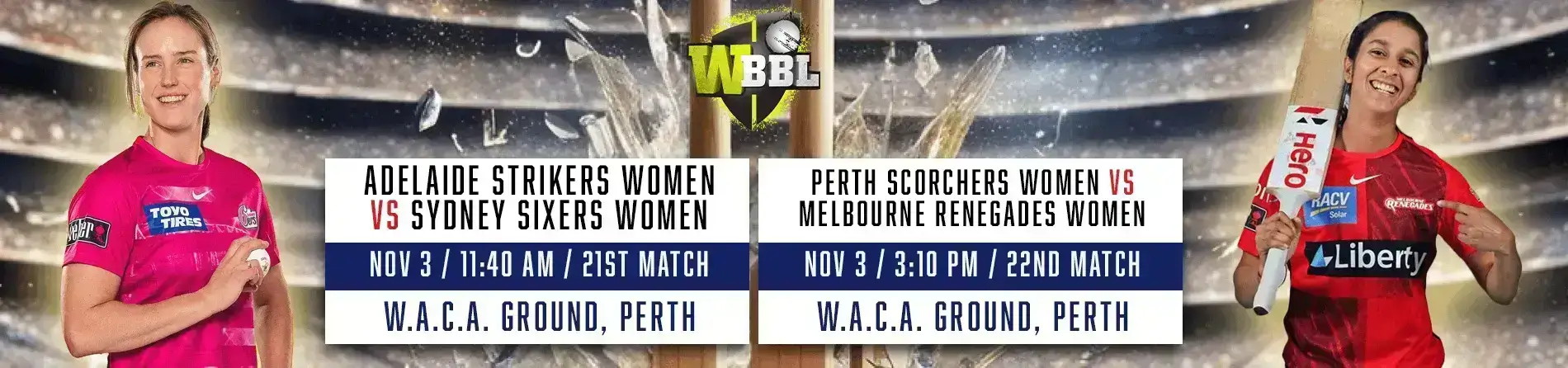 Women's cricket teams in a stadium